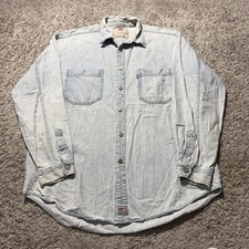 Vintage Levis Denim Shirt Men's Blue Red Tab Long Sleeve Button Workwear 90s