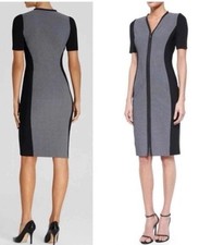 Elie Tahari Color Block Zipper Front Sheath Dress Size 0