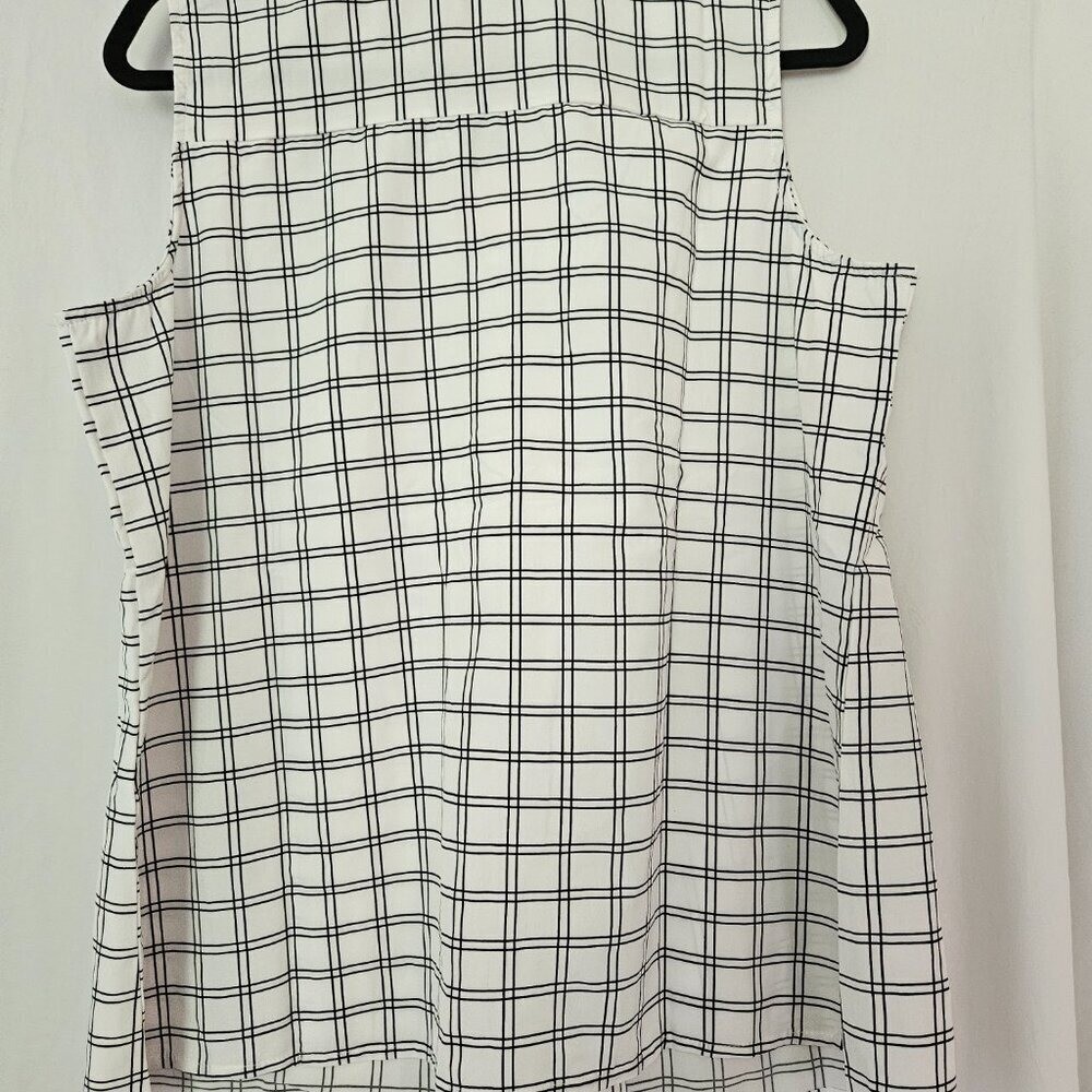 Notations sleeveless checkered collared blouse bl… - image 3