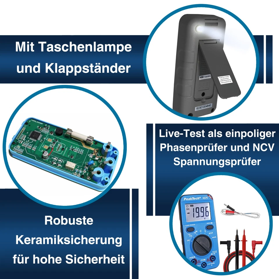 PeakTech P 1071 – Digital Multimeter, Strommessgerät, Spannungsprüfer - Bild 4 von 4