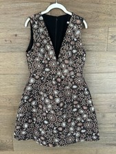 Alice and Olivia  Pacey V neck lantern floral brocade dress w/ pockets size  6