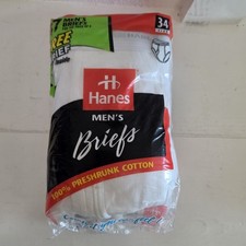 Vintage 1997 Hanes 100 Cotton Mens Briefs 7 Pack Size 34 Underwear NOS Read Des