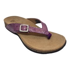 Vionic w/ Orthaheel Leather Thong Sandals - Isabeal - Purple