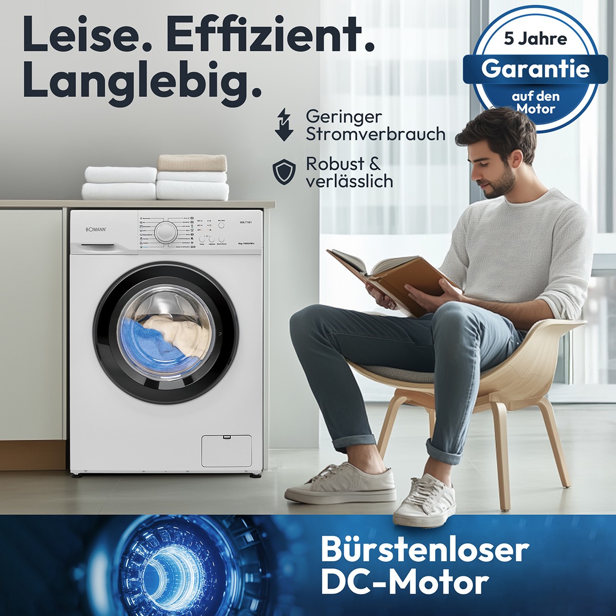Bomann Waschmaschine WA 7161 weiß, 6 kg, 16 Programme, NEU