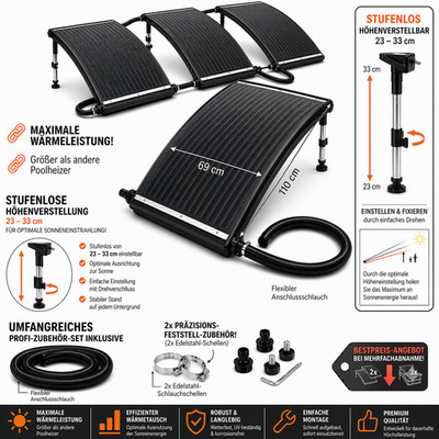 Mauk Solar Pool Heizer  Ø 32-38 mm  110x69x14cm