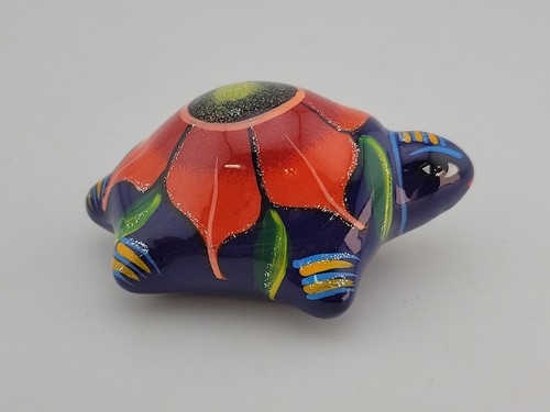 TALAVERA Blue Red TURTLE Mexican Folk Art Terracotta Hand Painted 4"X3"X2" NEW! - Picture 3 of 7