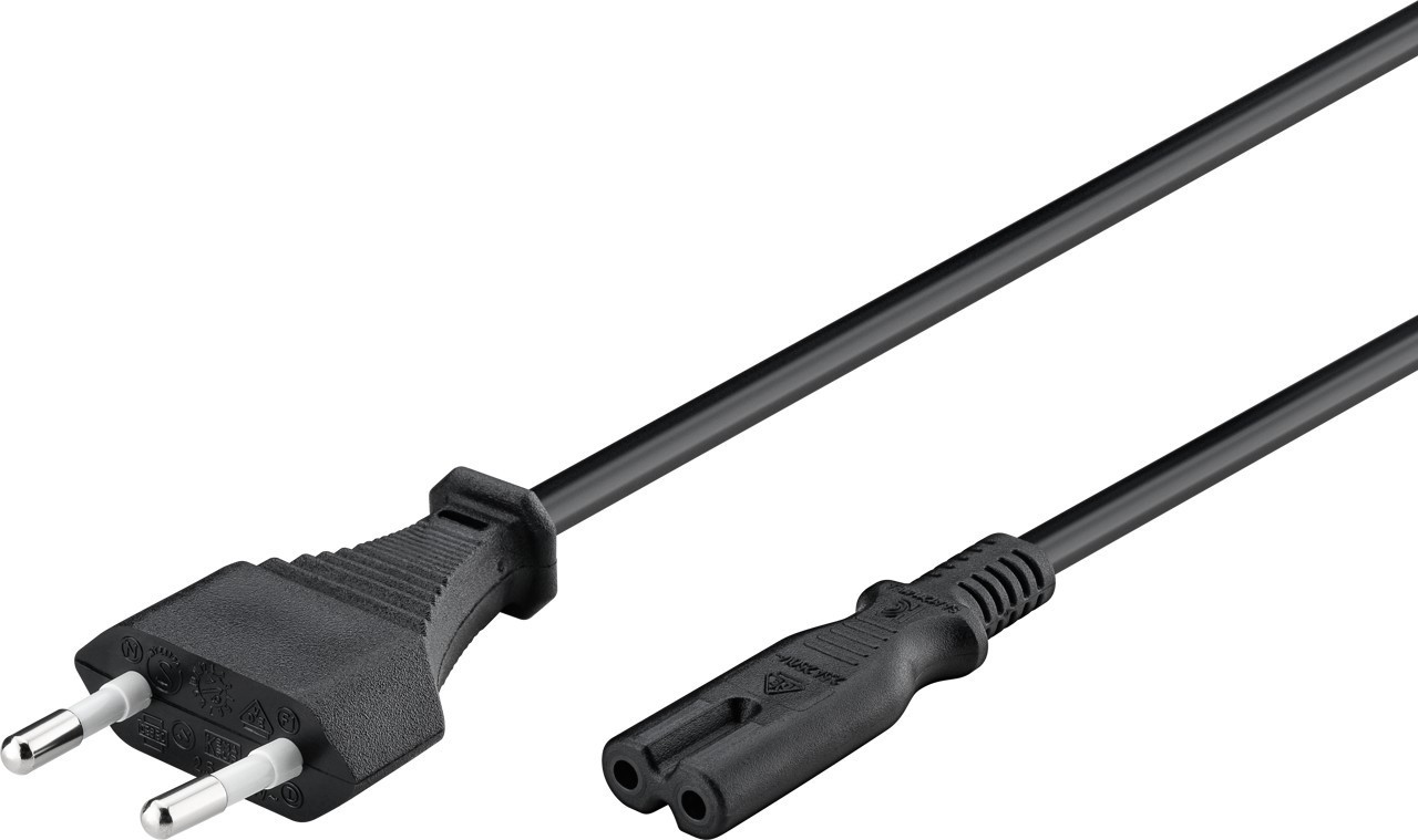 Wentronic Electronic Components Handels Noir Goobay Nk 104 S-180 - Câble D'alimentation - Europlug (M) Pour Power Iec 60320 C7 - Ca 250 V - 2.5 A - 1.8 M - Image 4