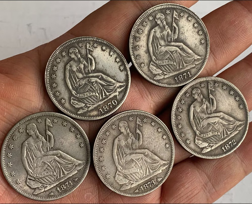 Bulk Lot of 5  CC Seated Liberty Silver Half Dollar 50C High Grade