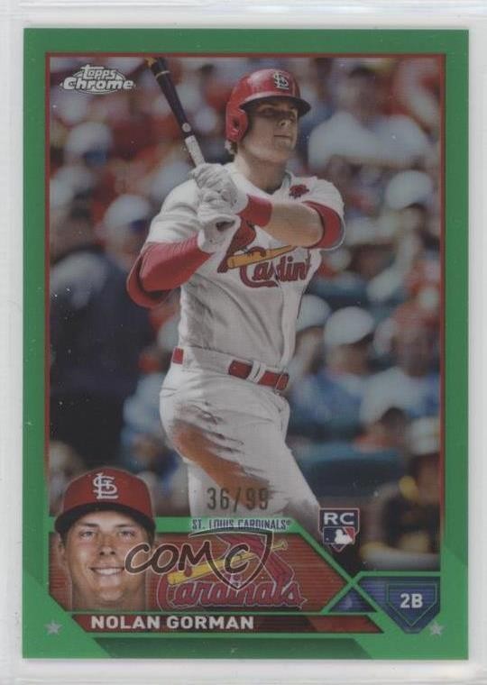 2023 Topps Chrome Green Refractor 36/99 Nolan Gorman #192 Rookie RC 00c9