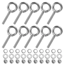 10-Sets Stainless Eyebolt M8x50mm Shoulder Lifting Eye Bolt with Nuts Washers