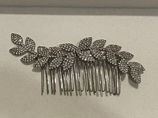 NWOT Macy's Silver Rhinestone Crystal Leaf Side Hair Comb Bridal