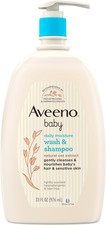 Aveeno Baby Daily Moisture Body Wash  Shampoo, Hypoallergenic, 33 Fl Oz