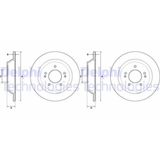 2X DELPHI BREMSSCHEIBEN 284mm VOLL HINTEN PASSEND FÜR HYUNDAI KONA KIA CARENS