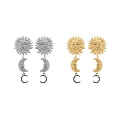 Elegant Sun Moon Drop Earrings Tassels Beach Party Dangle Ear Studs Accessory