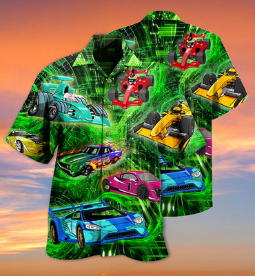 Green Cars   Aloha Hawaiian Shirt
