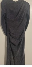 Betsy  Adam Black Knit Draped Long Sleeve V-Neck Gown Size 8 Regular Imported