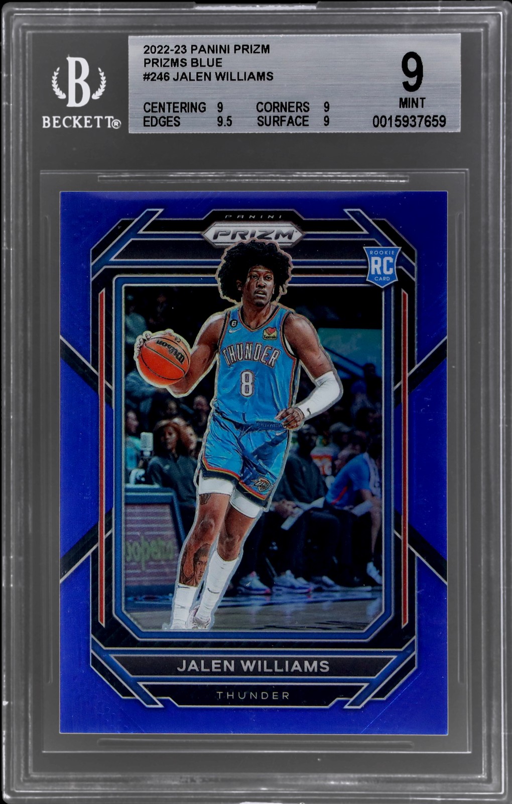 2022-23 Panini Prizm Jalen Williams #246 BGS 9 RC Blue Prizm 1/199 Basketball