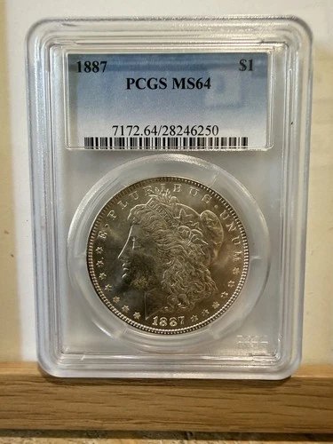 1887 Morgan Silver Dollar PCGS MS64 Strong Luster Light Toning GEM BU