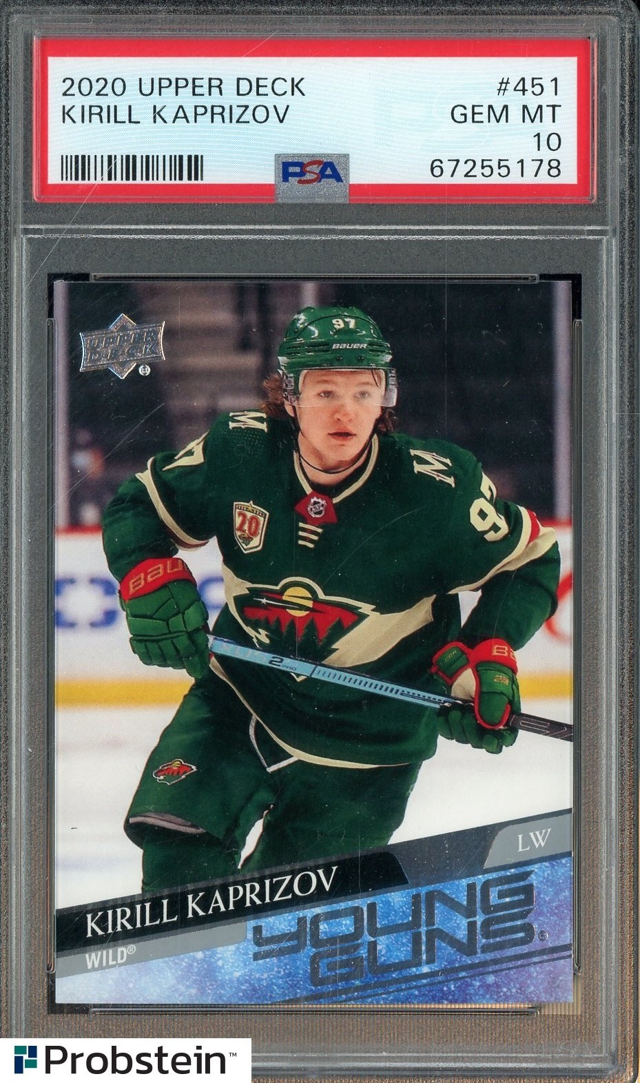 2020 Upper Deck Hockey Young Guns #451 Kirill Kaprizov RC Rookie PSA 10 GEM MINT view 1