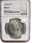 1890-O $1 Morgan Silver Dollar  NGC Graded MS63