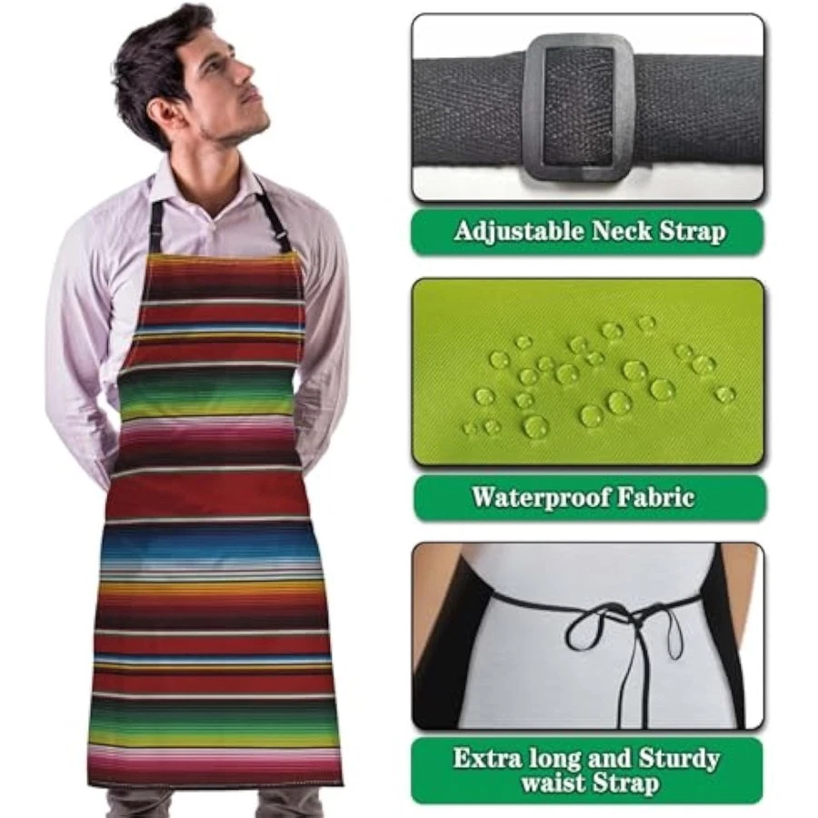 Delantal para Hornear para Hombres Diseños de Patrón de Serape Mexicano Lindos Delantales para Wo Foto 3 de 4