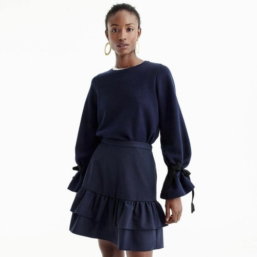 NWT J. Crew Wide Tie-Sleeve Sweatshirt Women's J2291 Navy Blue Sz Small NEW! - Picture 3 of 20