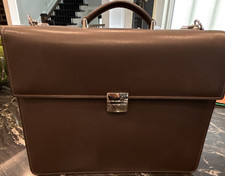 Jack Georges Brown Briefcase/Document Case Push Lock Top Handle Dividers