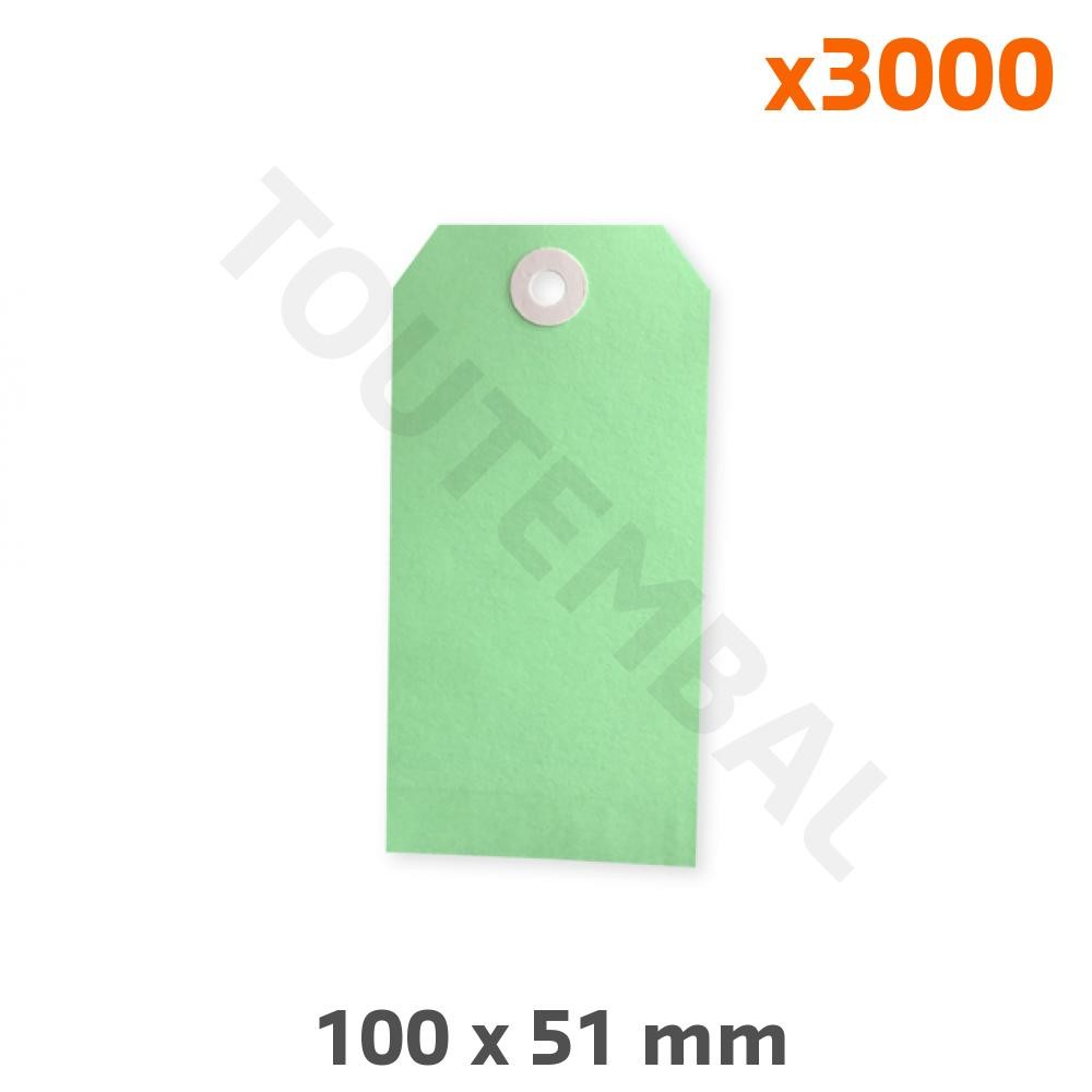 Etiquette américaine cartonnée verte 100x51 mm rigide avec perforation renforcée
