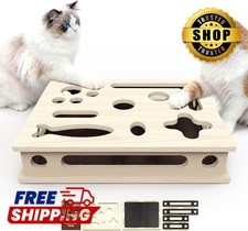 Large Solid Wood Cat Scratch Enrichment Box with Sandpaper Nail File