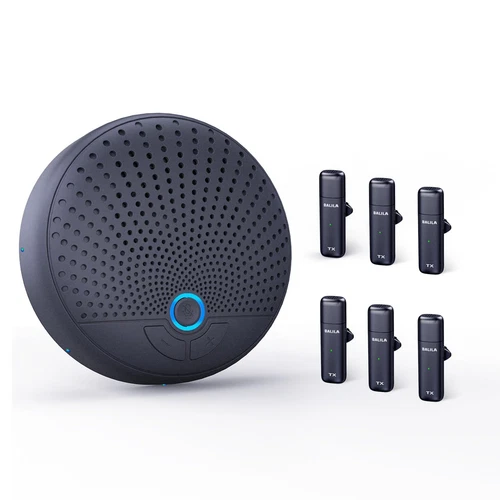 Conference Speaker and Microphone with 6 Wireless Mics, 360° Voice Pickup&Noi...