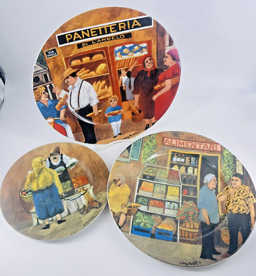 Tuscan Storefronts by Guy Buffet Collection (2 dinner plate and 1 salad plate)
