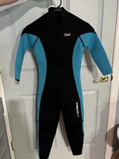 Kids Hevto Vigor-1 Full Body Wetsuit Black and Teal Size 12 Small Hole