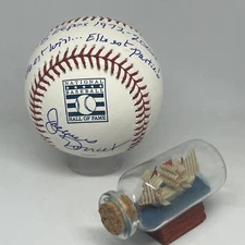 Broadcaster Jacques Doucet signed Rawlings HOF Logo Baseball JSA COA Expos A3444