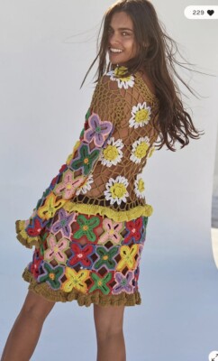 Free People CeliaB Galena Colorful Fun Unique Floral Crochet Dress XS | eBay