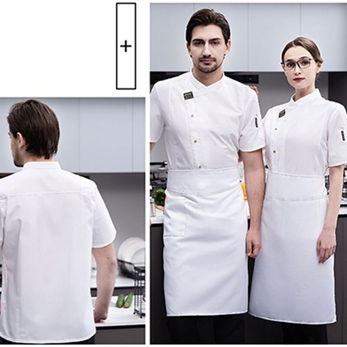 Unisex Chef Jacket Coat Uniform Kitchen Short Sleeve Cooking Restaurant Top - Picture 15 of 34