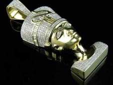 14K Yellow Gold Finish Egyptian Queen Nefertiti Diamond Pendant Charm 2 ct