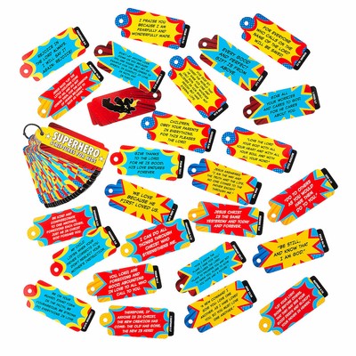 Kids' Superhero Scriptures On A Ring, Educational, 12 Pieces