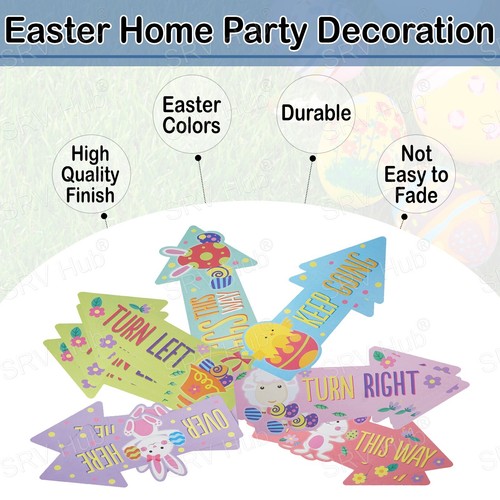 Easter Egg Hunt Arrow Signs & Bunny Rabbit Feet Footprint Game Decor Kids Fun - Picture 22 of 61