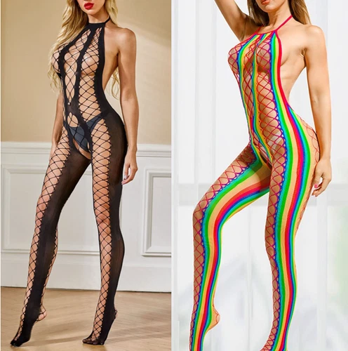 Women's Sexy Lingerie Fishnet Full Body Stockings Babydoll Bodysuit Outfit Dress - Picture 1 of 34