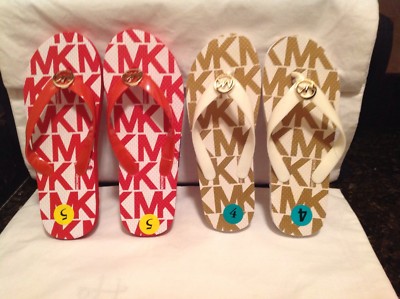 Michael Kors  MK Jet Set Print Rubber Jelly Flip Flops YOU CHOOSE COLOR & SIZE 