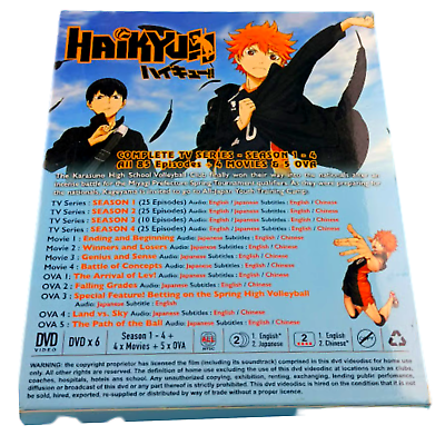 Anime DVD Haikyuu!! Haikyu!! Season 1-4 + 4 Movies COMPLETE All