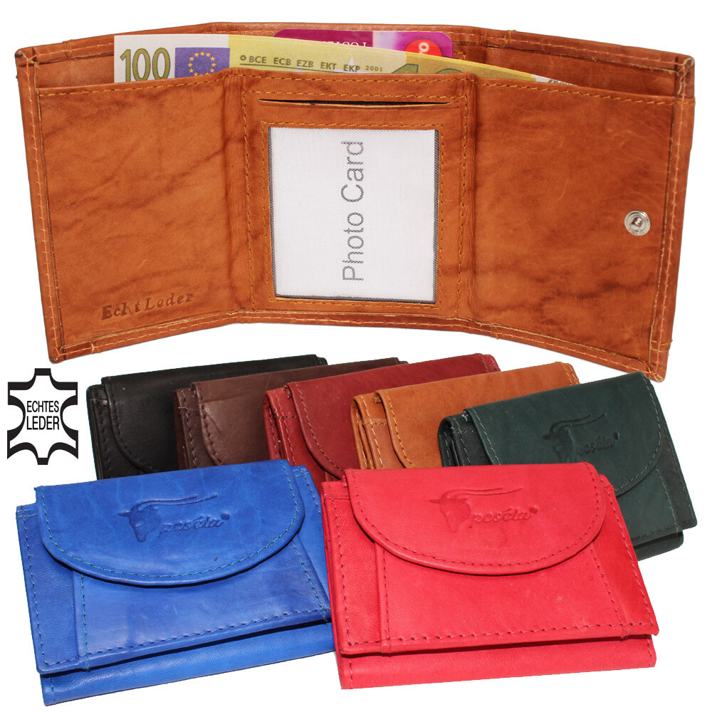 Leder Minibörse Geldbörse Portemonnaie Geldbeutel Börse Damen Herren klein  2325