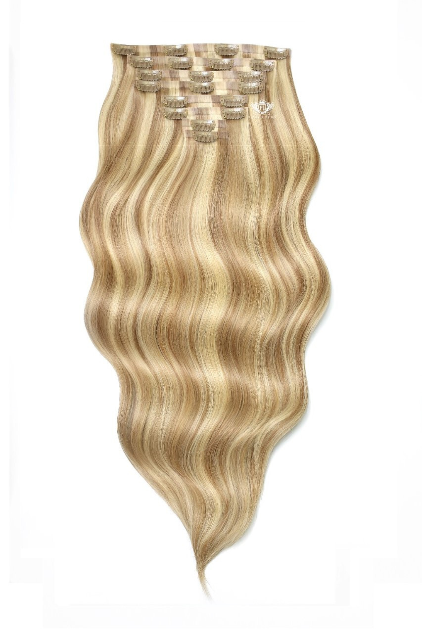Foxy Locks Latte Blonde Superior 22" Seamless Clip In Human Hair Extensions 230g eBay