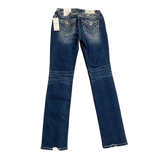 Miss Me Jeans Womens 27 Blue JE8042SR Bootcut Distressed Mid Rise