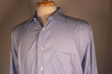 Gitman Brothers Lg Shirt Lt Blue Check USA Made Cotton L/S Spread Collar *FLAW*