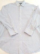 Ralph Lauren Long Sleeve Button Down Shirt Mens 18 34/35 Classic Blue pinstripe