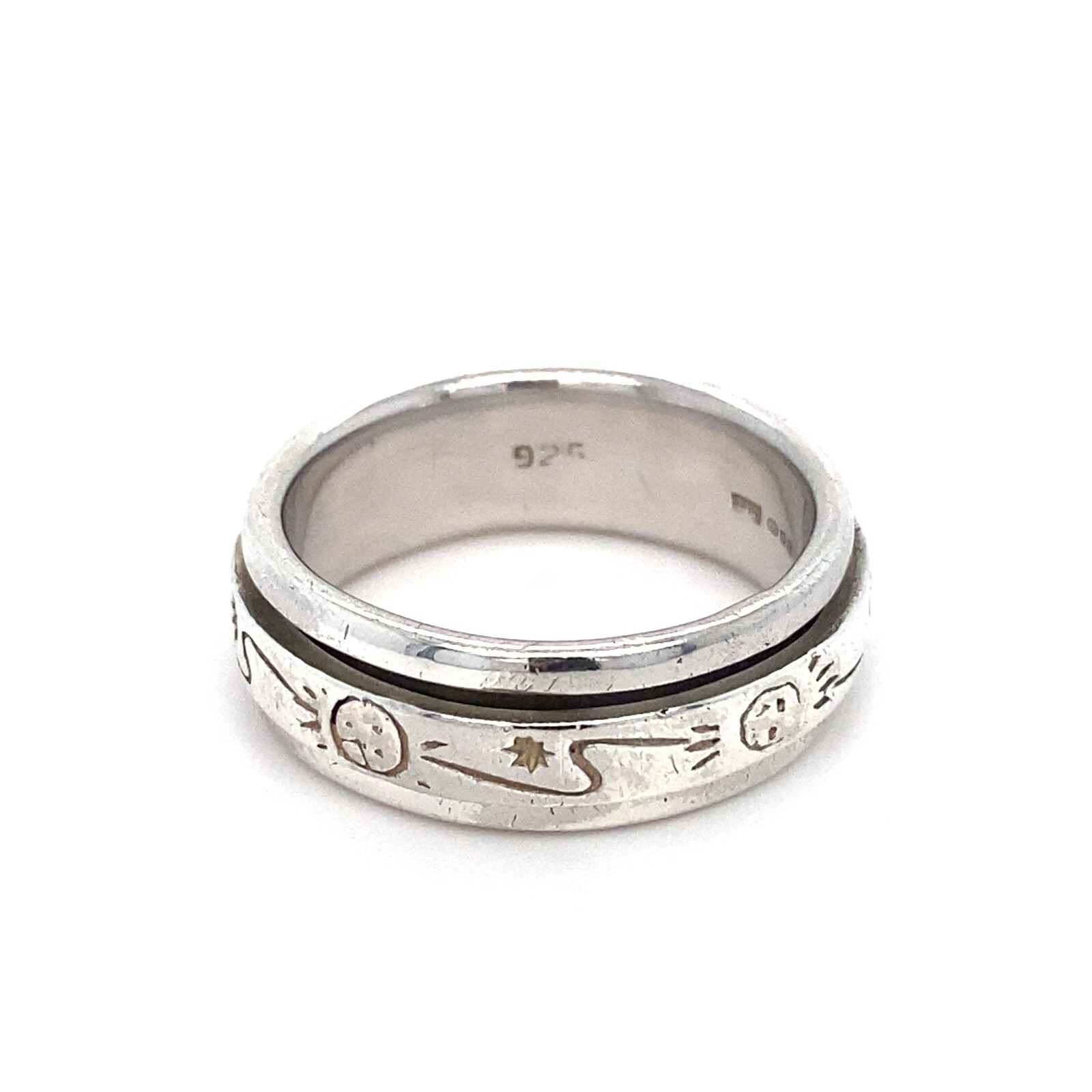 Solid Sterling 925 Silver Spinner Style Ring - image 3