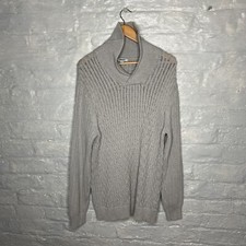 DKNY Men's Grey Knit Heavyweight Pullover Jumper Sweater Cotton Large