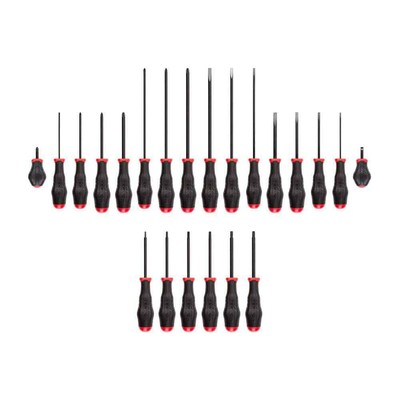High-Torque Black Oxide Blade Screwdriver Set, 22-Piece with Red Rails