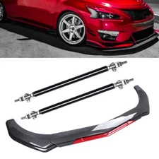 Front Bumper Lip Spoiler Splitter Strut Carbon Fiber For Nissan Altima Maxima